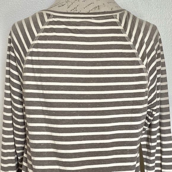Hem & Thread Womens Blouse Size Large Front Panel Crochet Long Sleeve Striped - Picture 5 of 14